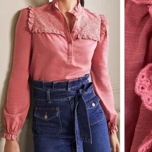 Women's Coral Lace Detail Top